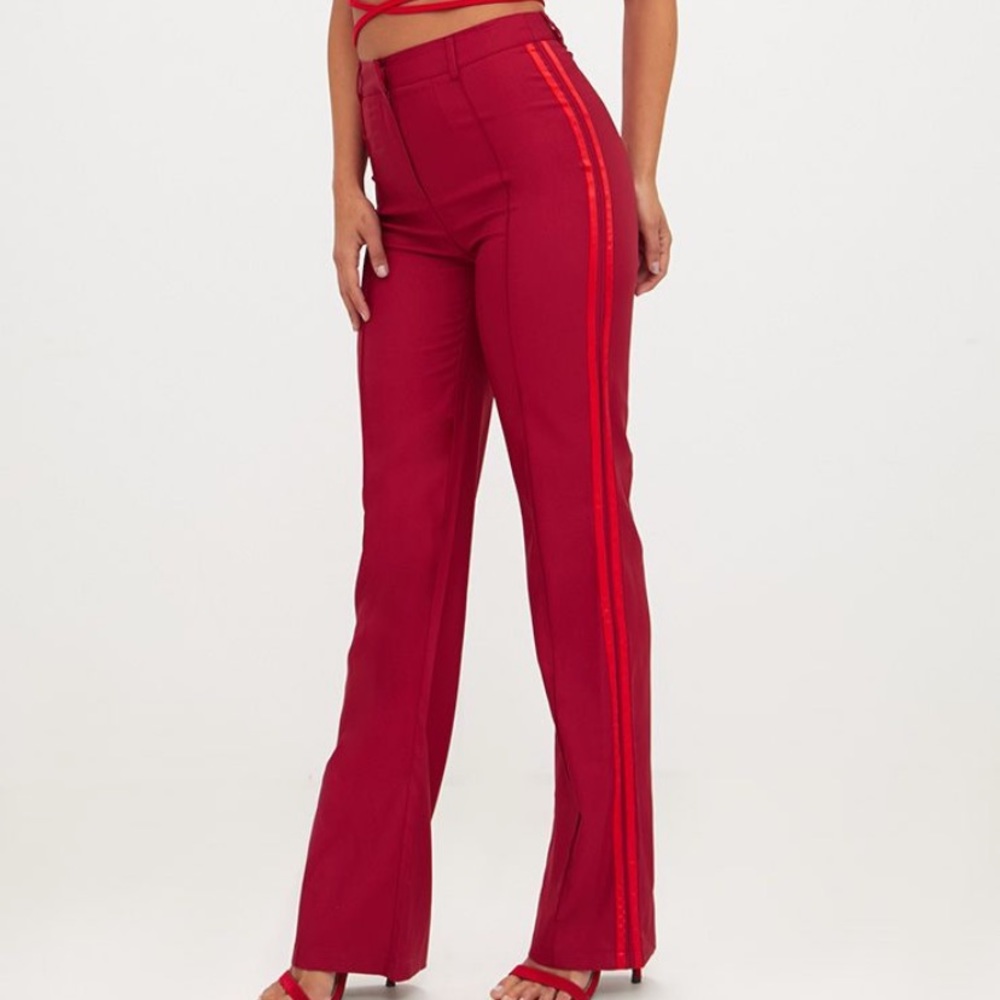 Pretty little thing stripe high waist trouser pant